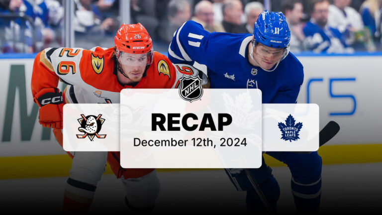 Final Score: Toronto Maple Leafs 4 – Anaheim Ducks 1